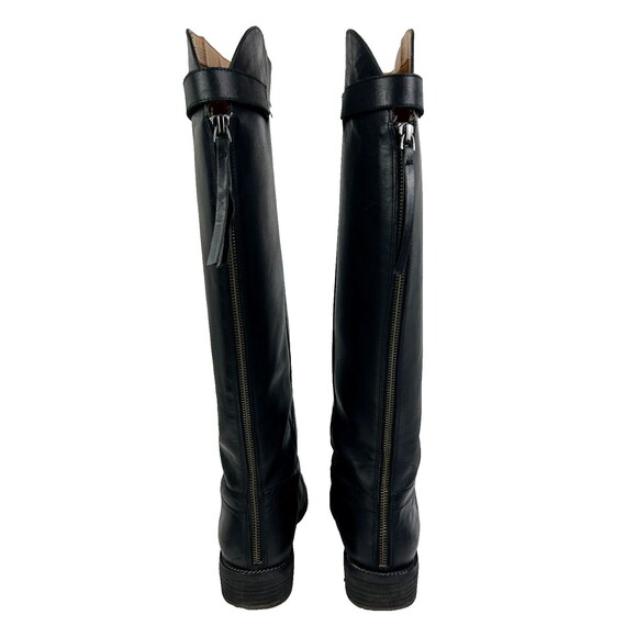 Franco Sarto Brindley Knee High Black Leather Riding Boots w/ Chain Detail 11 - Picture 4 of 15